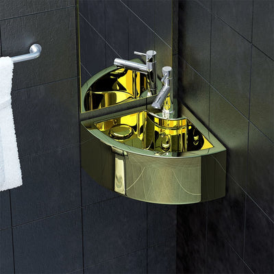 Dealsmate  Wash Basin with Overflow 45x32x12.5 cm Ceramic Gold