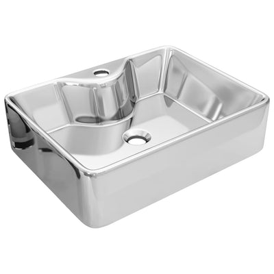 Dealsmate  Wash Basin with Faucet Hole 48x37x13.5 cm Ceramic Silver