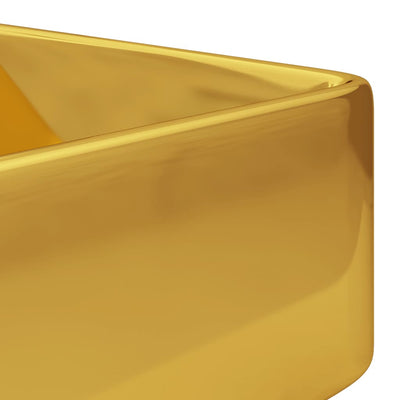 Dealsmate  Wash Basin with Faucet Hole 48x37x13.5 cm Ceramic Gold