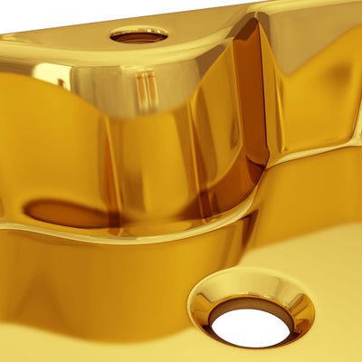 Dealsmate  Wash Basin with Faucet Hole 48x37x13.5 cm Ceramic Gold