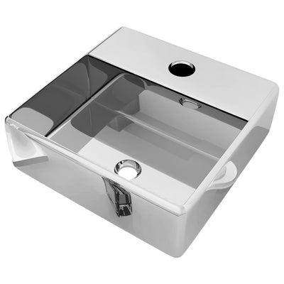 Dealsmate  Wash Basin with Faucet Hole 38x30x11.5 cm Ceramic Silver