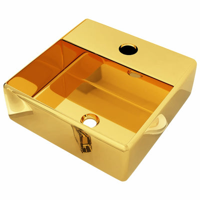 Dealsmate  Wash Basin with Faucet Hole 38x30x11.5 cm Ceramic Gold