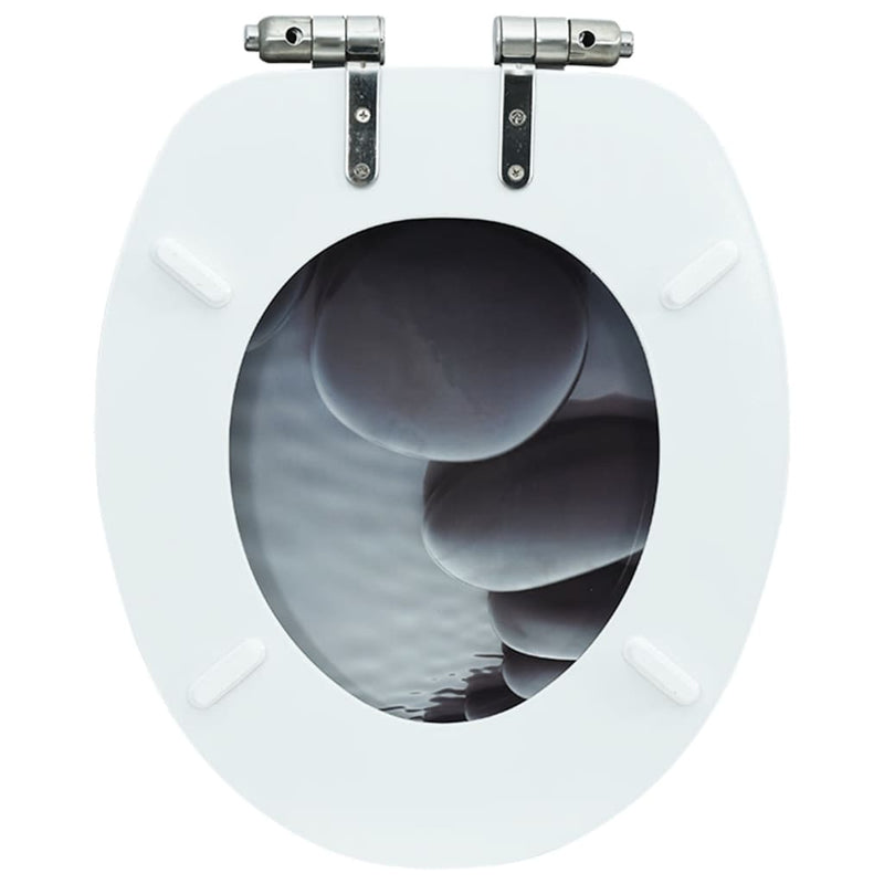 Dealsmate  WC Toilet Seat with Soft Close Lid MDF Stones Design