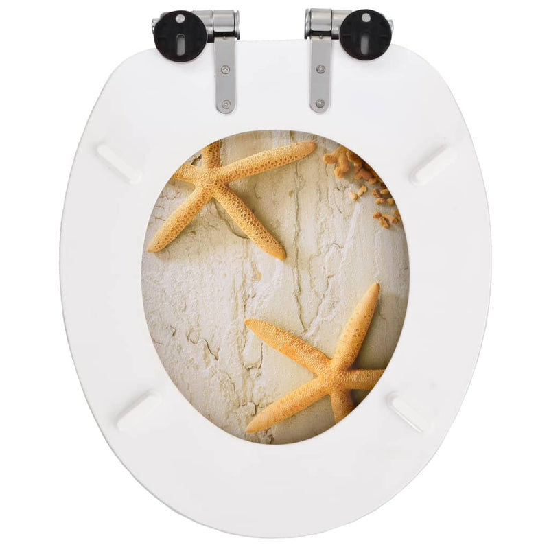 Dealsmate  WC Toilet Seat with Soft Close Lid MDF Starfish Design