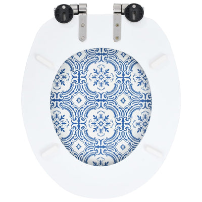 Dealsmate  WC Toilet Seat with Soft Close Lid MDF Porcelain Design