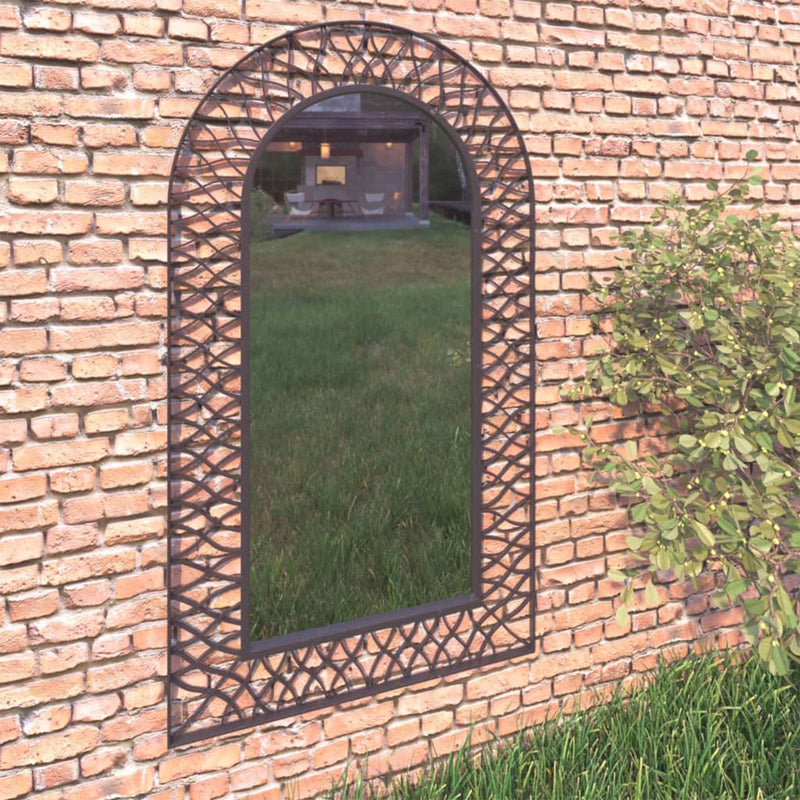 Dealsmate  Garden Wall Mirror Arched 60x110 cm Black