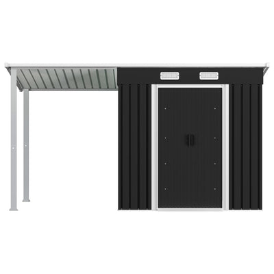 Dealsmate  Garden Shed with Extended Roof Anthracite 346x121x181 cm Steel
