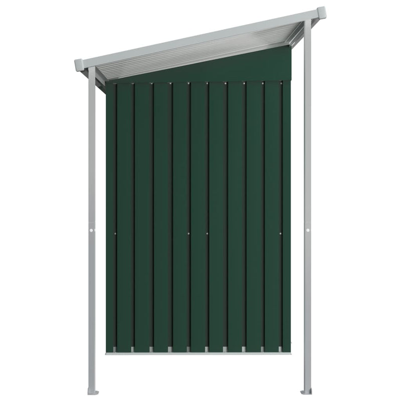 Dealsmate  Garden Shed with Extended Roof Green 346x121x181 cm Steel
