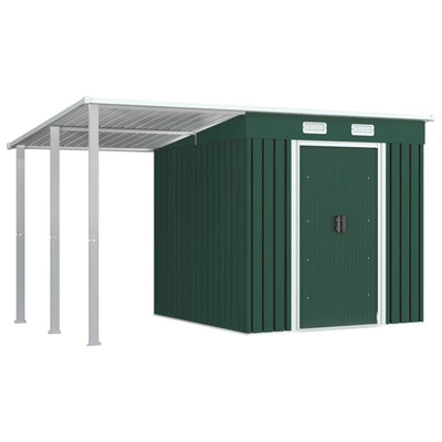 Dealsmate  Garden Shed with Extended Roof Green 346x193x181 cm Steel