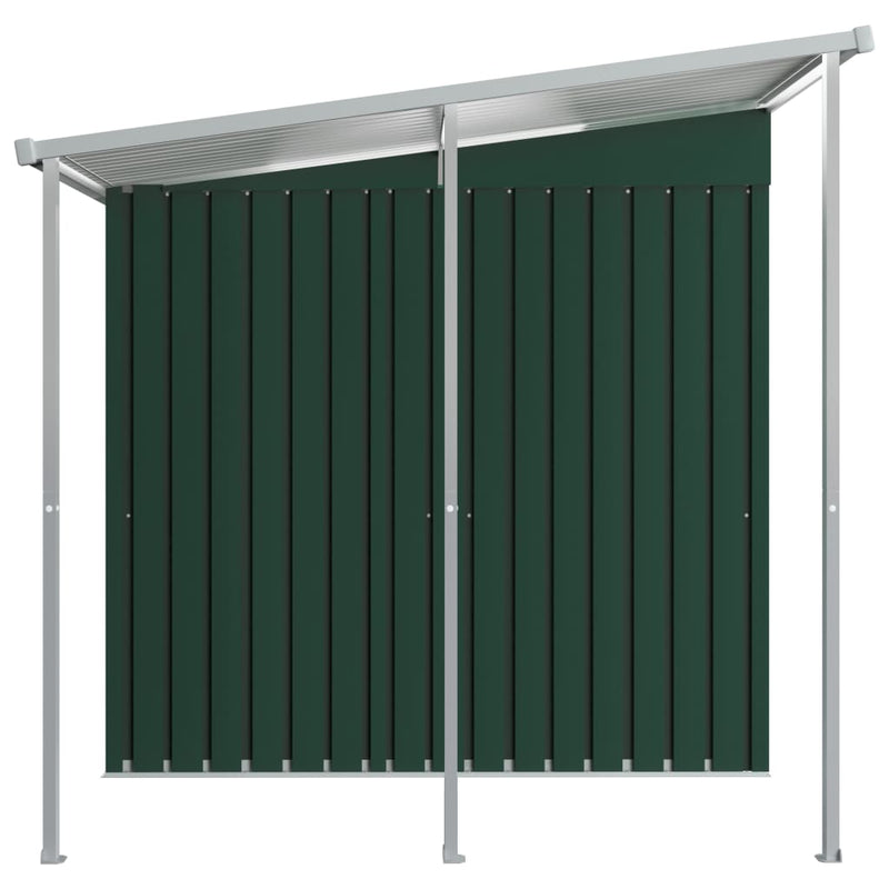 Dealsmate  Garden Shed with Extended Roof Green 346x193x181 cm Steel