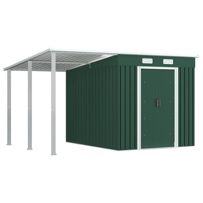 Dealsmate  Garden Shed with Extended Roof Green 346x236x181 cm Steel