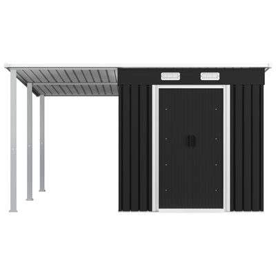Dealsmate  Garden Shed with Extended Roof Anthracite 336x270x181 cm Steel