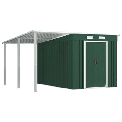Dealsmate  Garden Shed with Extended Roof Green 336x270x181 cm Steel