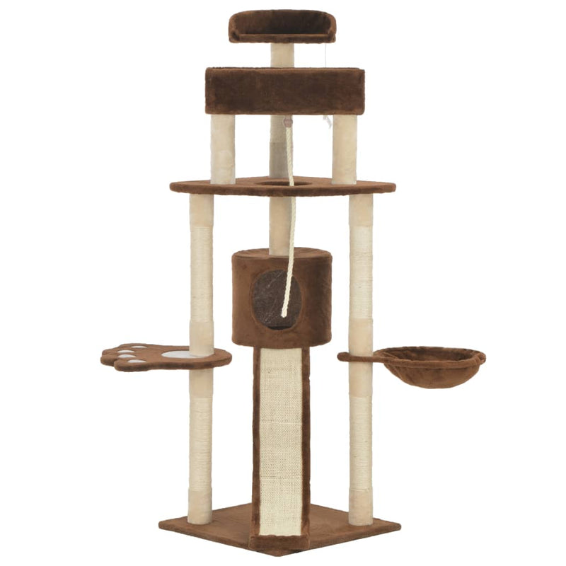 Dealsmate  Cat Tree with Sisal Scratching Posts Brown 145 cm