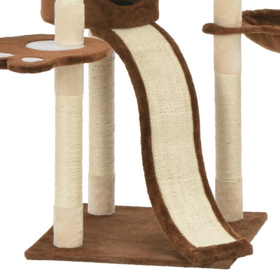 Dealsmate  Cat Tree with Sisal Scratching Posts Brown 145 cm