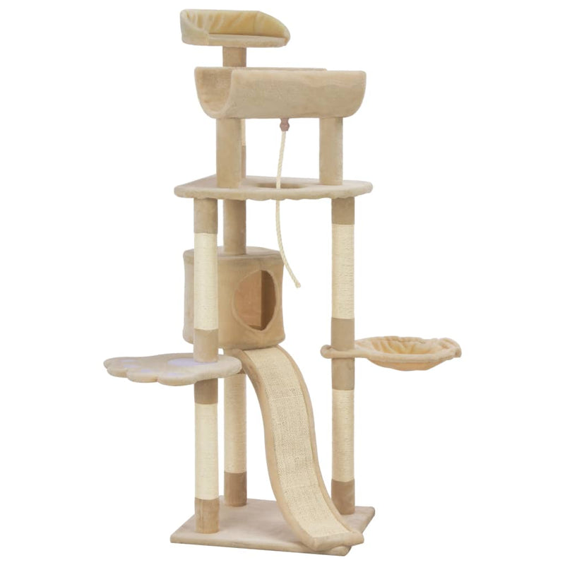 Dealsmate  Cat Tree with Sisal Scratching Posts Beige 145 cm