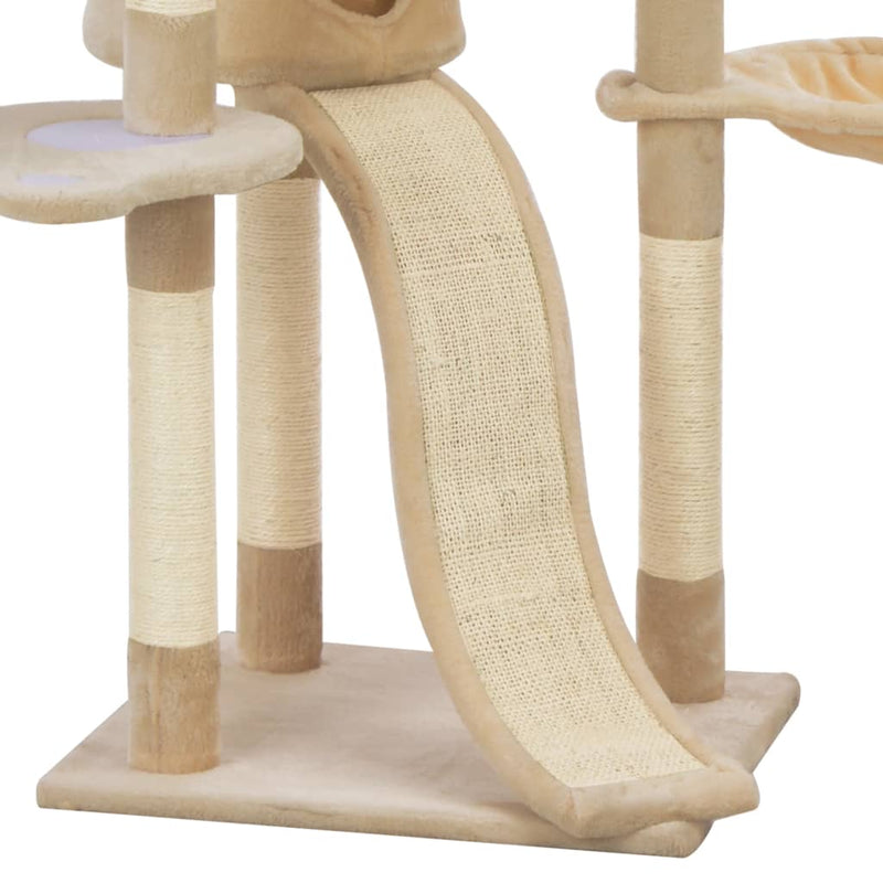 Dealsmate  Cat Tree with Sisal Scratching Posts Beige 145 cm