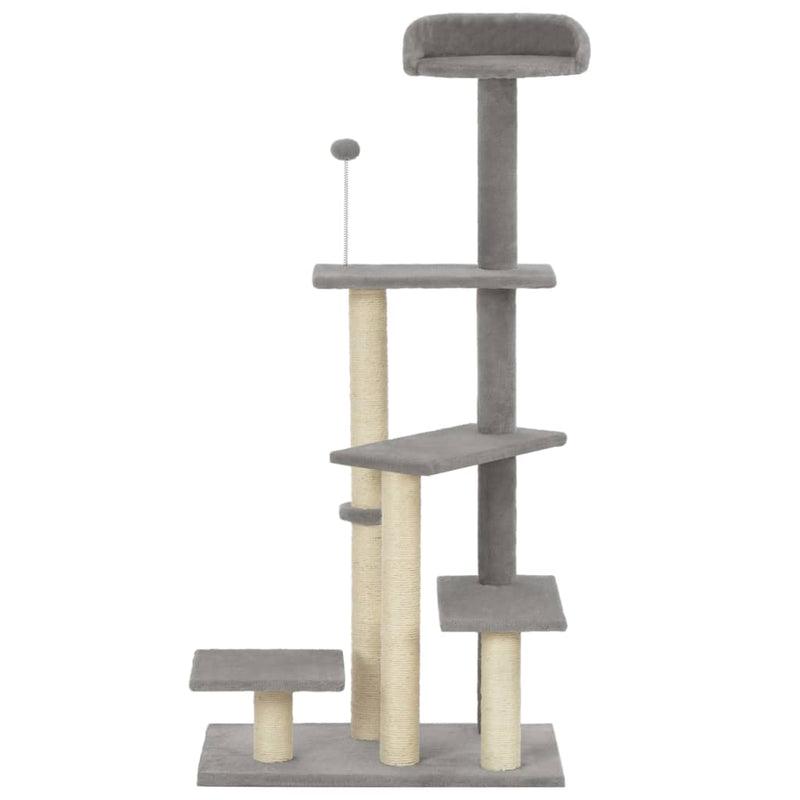 Dealsmate  Cat Tree with Sisal Scratching Post Grey 125 cm