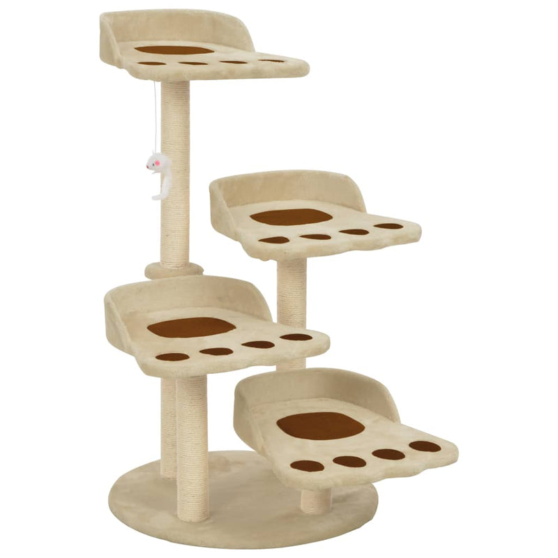 Dealsmate  Cat Tree with Sisal Scratching Posts Beige 90 cm