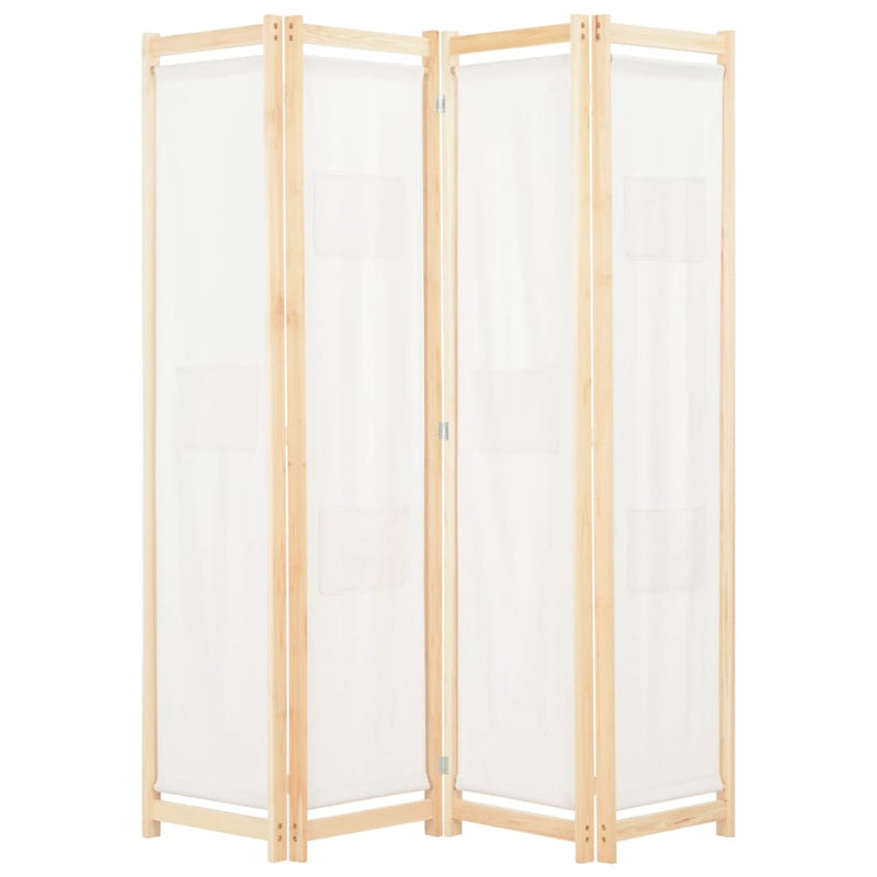 Dealsmate  4-Panel Room Divider Cream 160x170x4 cm Fabric