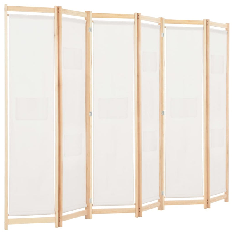 Dealsmate  6-Panel Room Divider Cream 240x170x4 cm Fabric