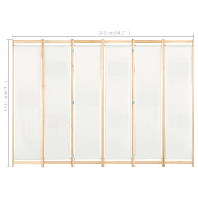 Dealsmate  6-Panel Room Divider Cream 240x170x4 cm Fabric