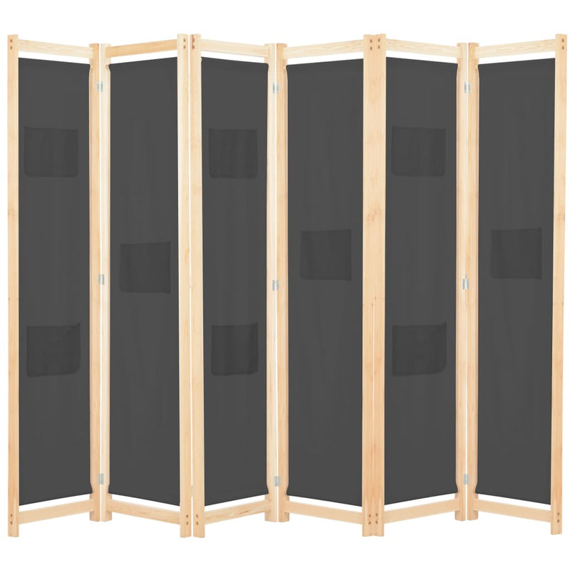 Dealsmate  6-Panel Room Divider Grey 240x170x4 cm Fabric