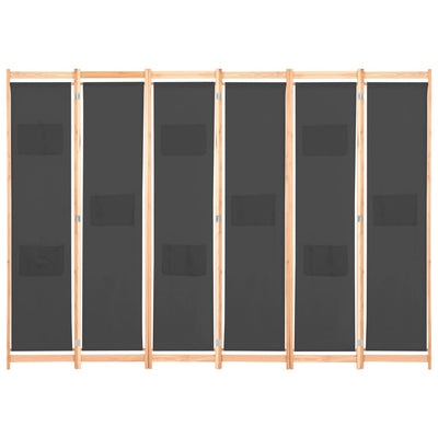 Dealsmate  6-Panel Room Divider Grey 240x170x4 cm Fabric