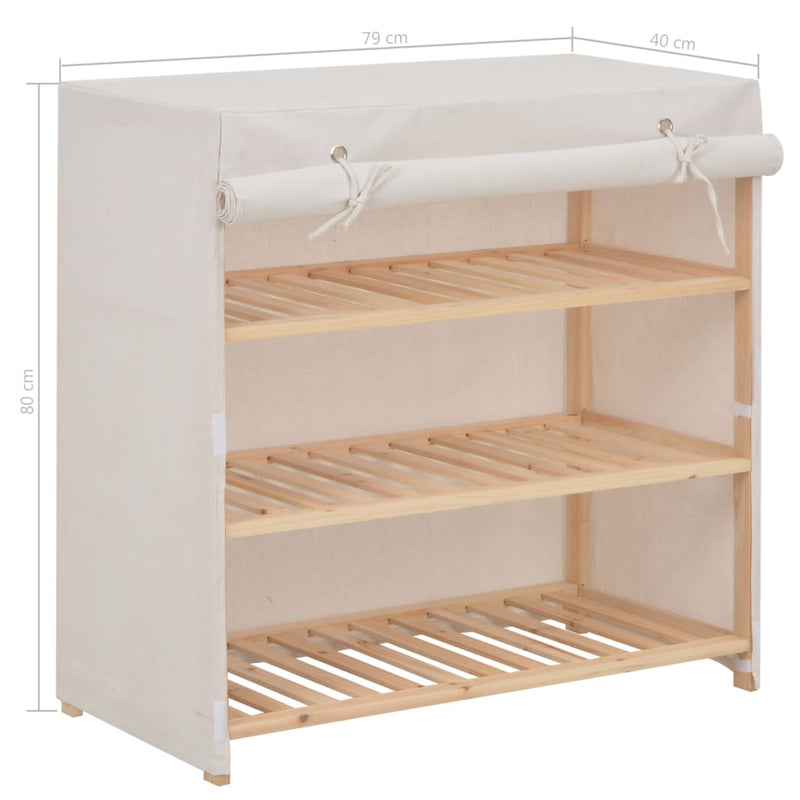 Dealsmate  Shoe Cabinet with Cover White 79x40x80 cm Fabric