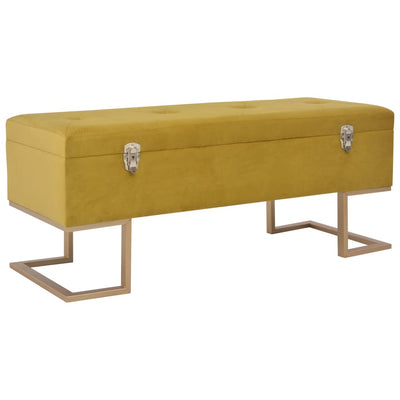 Dealsmate  Bench with Storage Compartment 105 cm Mustard Velvet