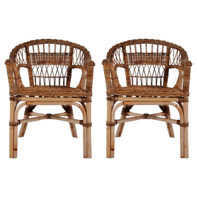 Dealsmate  Outdoor Chairs 2 pcs Natural Rattan Brown