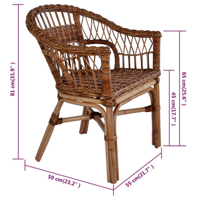 Dealsmate  Outdoor Chairs 2 pcs Natural Rattan Brown