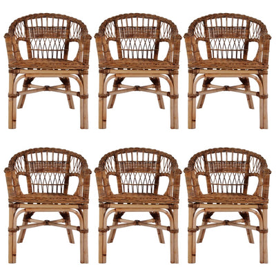 Dealsmate  Outdoor Chairs 6 pcs Natural Rattan Brown
