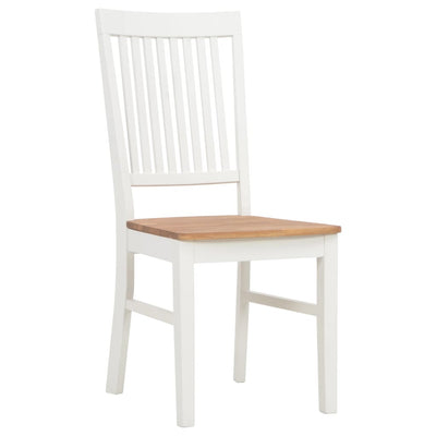 Dealsmate  Dining Chairs 2 pcs White Solid Oak Wood