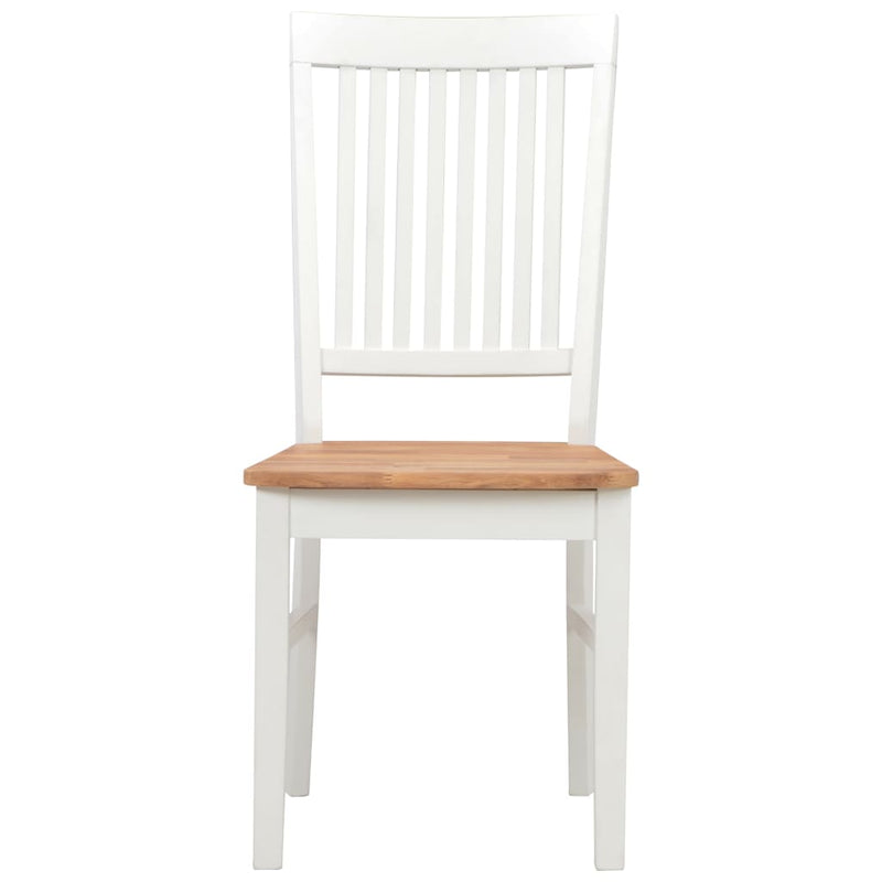 Dealsmate  Dining Chairs 2 pcs White Solid Oak Wood