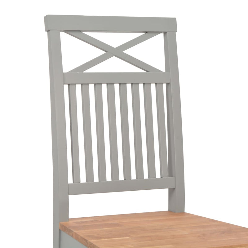 Dealsmate  Dining Chairs 2 pcs Grey Solid Oak Wood