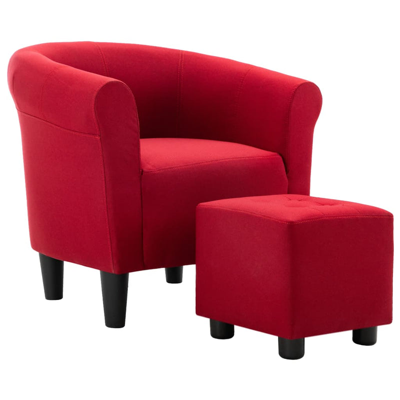 Dealsmate  2 Piece Armchair and Stool Set Wine Red Fabric