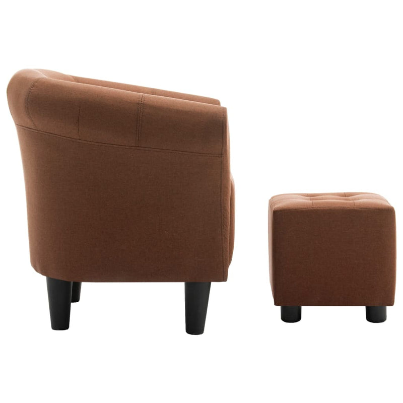 Dealsmate  2 Piece Armchair and Stool Set Brown Fabric