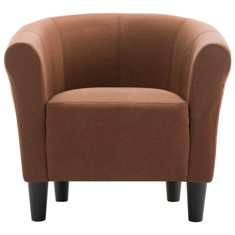 Dealsmate  2 Piece Armchair and Stool Set Brown Fabric