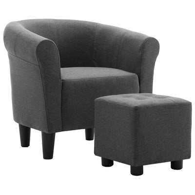 Dealsmate  2 Piece Armchair and Stool Set Dark Grey Fabric