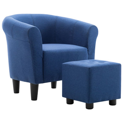 Dealsmate  2 Piece Armchair and Stool Set Blue Fabric