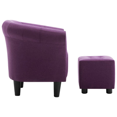 Dealsmate  2 Piece Armchair and Stool Set Purple Fabric
