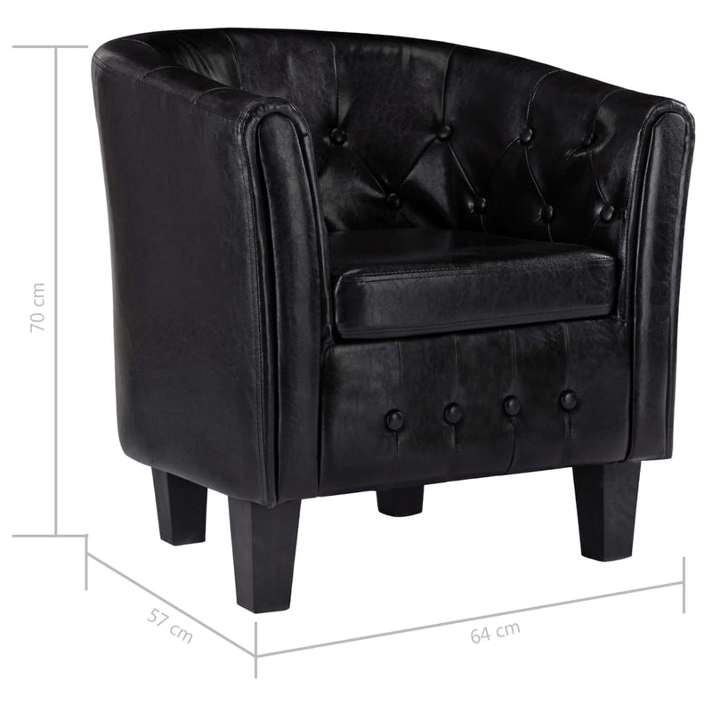 Dealsmate  Tub Chair Black Faux Leather