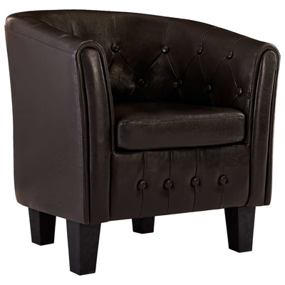 Dealsmate  Tub Chair Brown Faux Leather