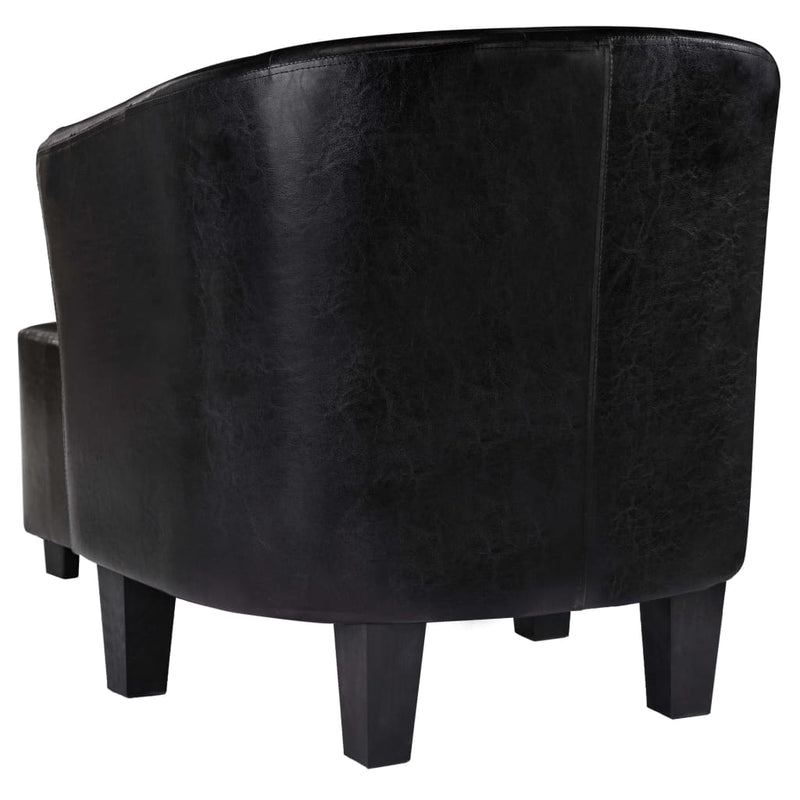 Dealsmate  Tub Chair with Footstool Black Faux Leather