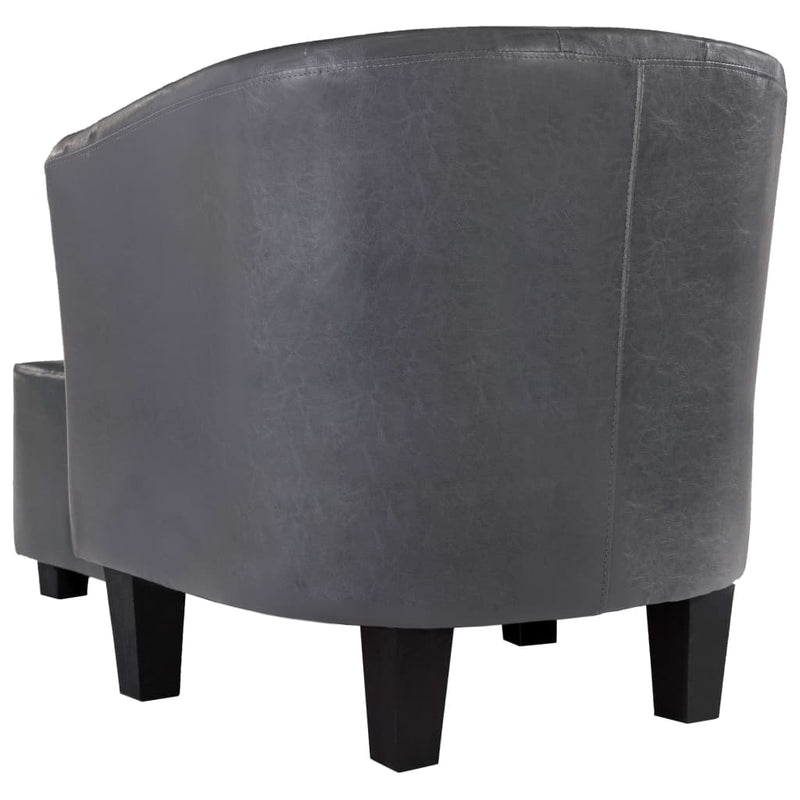 Dealsmate  Tub Chair with Footstool Grey Faux Leather