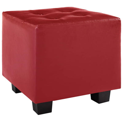 Dealsmate  Tub Chair with Footstool Red Faux Leather