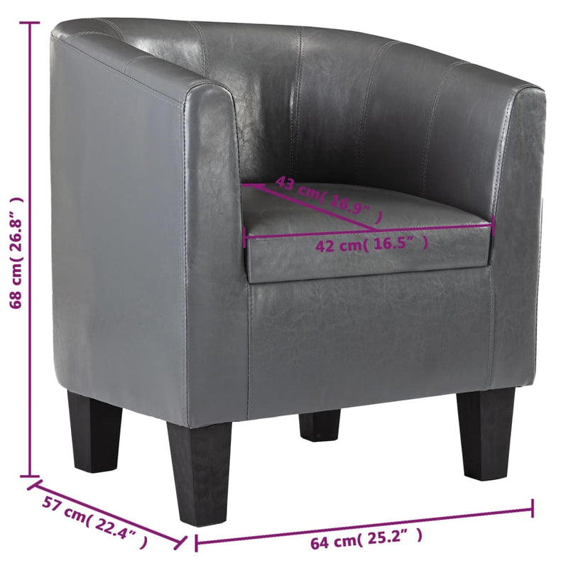 Dealsmate  Tub Chair Grey Faux Leather