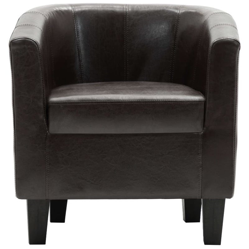 Dealsmate  Tub Chair Dark Brown Faux Leather
