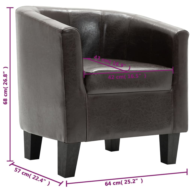 Dealsmate  Tub Chair Dark Brown Faux Leather